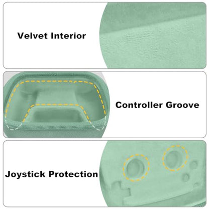 Baval Hard Case for Playstation 5 PS5 DualSense Wireless Controller | Protective Storage Box, Specifically Design for PS 5 Controller, Soft Velvet Lining, Customized Slots, Snug Fit, Green Case - color: Green Hard Case