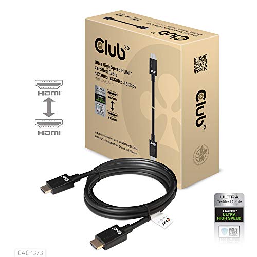 Club3D CAC-1373 Ultra High Speed HDMI Certified Cable 4K 120Hz 8K 60Hz (with DSC 1.2, 3 Meter/9,84 Feet Black, Male-Male - style: 3m/9.84ft
