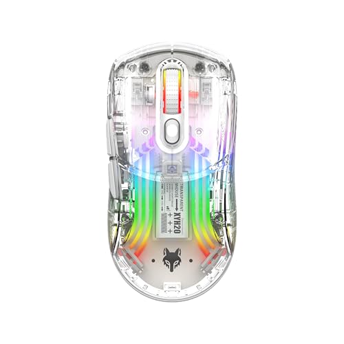 Bluetooth Wireless Mouse, Transparent RGB Mechanical Dual Mode Gaming Mouse, A Must-Have Cool USB Computer Mouse for Gaming and Esports - color: White