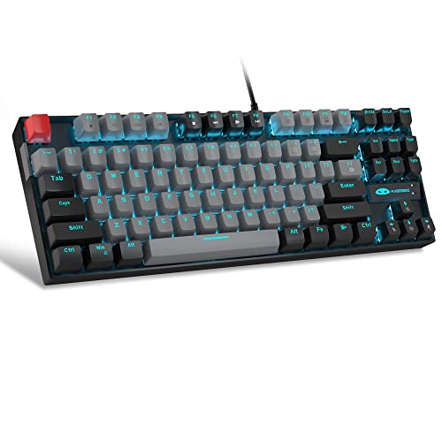 MageGee 75% Mechanical Gaming Keyboard, Blue Switch, LED Backlit, 87 Keys Compact TKL Wired Computer Keyboards for Windows Laptop PC Gamer - Grey/Black - color: Grey Black/Blue Switch