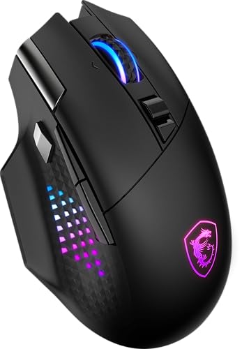 msi Versa PRO W Gaming Mouse, 26000 DPI, 70M+ Clicks, OMRON Optical Micro Switch, Optical Sensor, Ergonomic Ambitextrous Hand Design, RGB Light