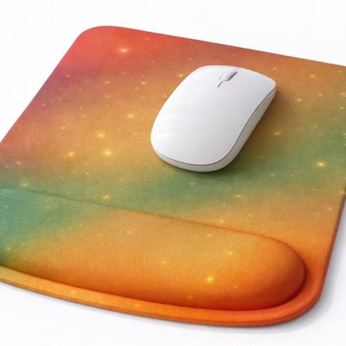 Ergonomic Memory Foam Mouse Pad with Wrist Support, Orange, Ultra-Smooth Surface, Anti-Slip Base (Yellow and Green, Medium) - color: Yellow and Green