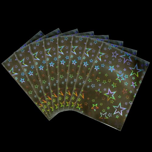 HFATMOS 300 Pcs Photocard Sleeves Laser Flashing Holographic Card Protector | Dustproof Card Sleeves for Mini Photos Credit Name Trading Cards Album Photo Cards, Big Stars Pattern - color: Big Stars Pattern