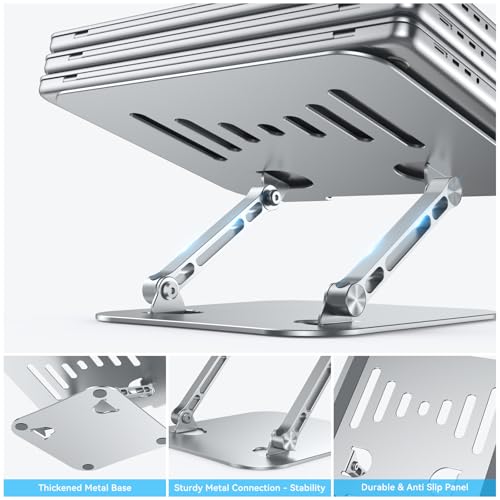 K&ZZ Laptop Stand for Desk, Adjustable Laptop Holder with Ventilated Cooling, Portable Desktop Book Stands Riser Compatible with 17.3 inch laptops - color: 03-Silver