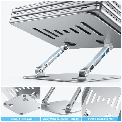K&ZZ Laptop Stand for Desk, Adjustable Laptop Holder with Ventilated Cooling, Portable Desktop Book Stands Riser Compatible with 17.3 inch laptops - color: 03-Silver