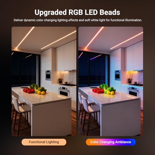 NEEWER NS01/16.4ft/5m LED 스트립 조명 전면 조명, 스마트 AI 앱 컨트롤 RGB IC 절단 가능한 네온 로프 조명 색상 변경 침실 게임 룸 가정 실내 벽 장식, 구글 및 알렉사와 호환 - size: 16.4피트/5m