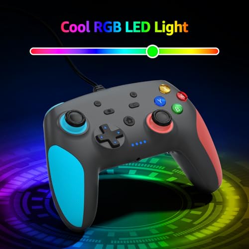 Akalyptra Wired Pro Controller for Switch 2/1/PC, Hall Effect Joysticks Gaming Controller with 2 Back Buttons Support Remap/Programmable, Motion Gyro Control, Cool RGB Light, 3.5mm Audio Jack, Dual Vibration(Black)