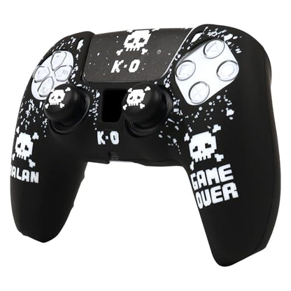 Pixelated Skull Controller Skin Cover Compatible with PS5/Playstation 5 Controller, RALAN Protector Case Customised Thumb Grip - color: Pixelated Skull Black White