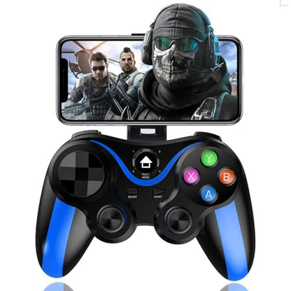 arVin Bluetooth Gamepad Controller for iPhone & Android with Phone Holder, 360 Joystick, 18 Hours Playtime - color: Blue