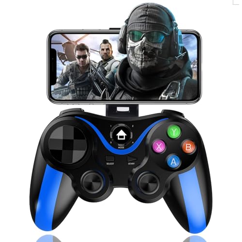 arVin Bluetooth Gamepad Controller for iPhone & Android with Phone Holder, 360 Joystick, 18 Hours Playtime - color: Blue