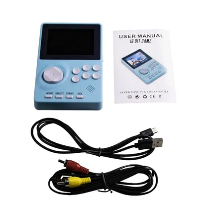 16 Bit Handheld Video Game Console for Kids Adults，2.8-inch Super Wide Lcb Preloaded 100 HD Handheld Game Console Seniors Electronic Game Player Birthday Present Xmas(Light Blue) - color: Light Blue