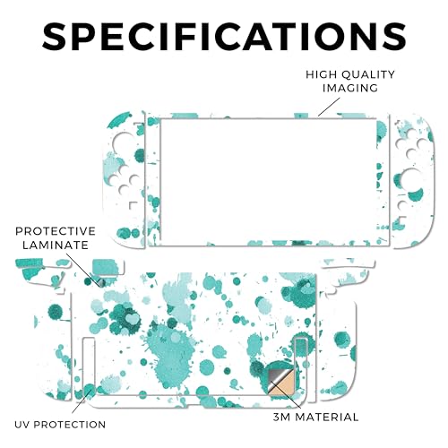 Glossy Glitter Gaming Skin Compatible with Nintendo Switch 2 Console Only - Teal Splatter - Premium 3M Vinyl Protective Wrap Decal Cover - Easy to Apply | Crafted in The USA by MightySkins - color: Teal Splatter, size: Switch 2 Console Skin Only, style: G