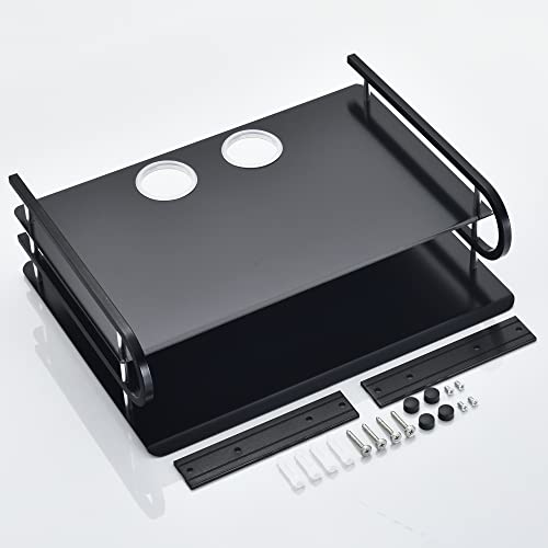 2-Tier Metal Floating Wall Shelves for AV TV Box Console, 12x9.8 Inch | Sturdy Aluminum Double Shelf, Holds Apple TV Roku Router Projector, Rust-proof, No-Drill Option, for Living Room Game Room - color: 2 Layers-large-1pcs