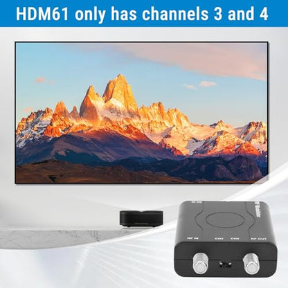 HDM61 HDMI to RF Modulator VHF NTSC 1080P Converter for TV Game Console | NTSC CH3/CH4 Output, Durable ABS, CATV, HDMI 1.4, Up to 1080P, PLL VHF Control Plug & Play for PC, Game Console, TV