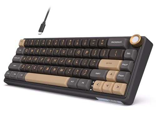 RK ROYAL KLUDGE R65 Wired Gaming Keyboard with Volume Knob, 60% Percent RGB Backlit Mechanical Keyboard Gasket Mount with PBT Keycaps, MDA Profile, QMK/VIA, 66 Keys Hot Swappable Cream Switch, Black - color: Black