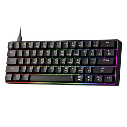 Newmen GM611 Mechanical Keyboard,LEDBacklit Wired Gaming Keyboard RedSwitch | Compact Portable,Mini 61 Keys,LED Backlit,60 Percent Mechanical Keyboard,Black Keycaps,Windows Laptop PC,Linear Red Switches - color: black keycaps-red switch