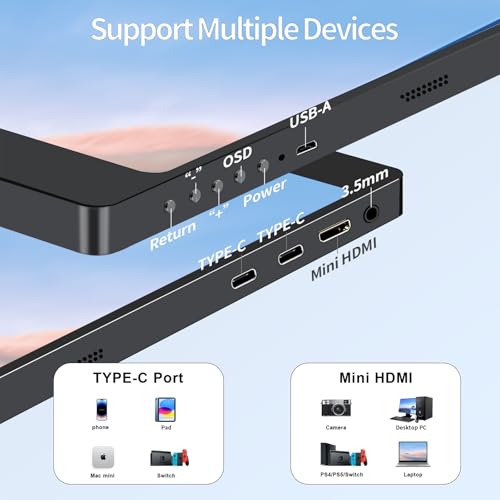 17.3’’ 144hz 2.5k Portable Gaming Monitor 2560*1440 HDR IPS USB-C MINI HDMI VESA Magnetic Case,Portable Monitor for Laptop PC,Mac,Phone,Switch,PS5,Xbox