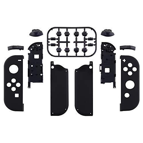 eXtremeRate DIY Replacement Shell Buttons for Nintendo Switch & Switch OLED, Black Soft Touch Custom Housing Case with Full Set Button for Joycon Handheld Controller - Console Shell NOT Included - color: Black