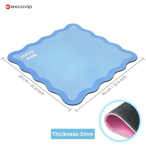excovip Blue Mahjong Mat for Table, 32.5" x 32.5" Non-Slip Noise Reduction Mahjong Mat for Gifts, Mahjong, Poker, Board Games, Dominoe 1074 - color: 32.5x32.5inch-blue