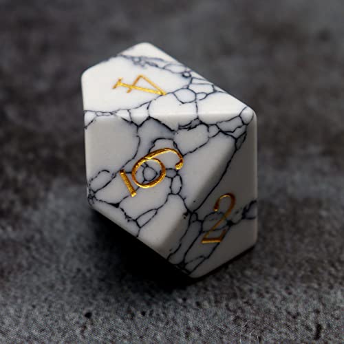 Haxtec Gemstone Dice White Turquoise Howlite Stone DND Dice Set Compatible with Dungeons and Dragons TTRPG DND Master D&D Gift - color: White Blue