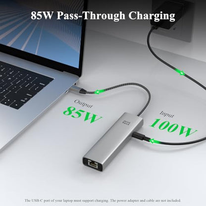 Minthouz 6-in-1 USB C Hub, 4K@144Hz HDMI, 100W PD Charging, 10Gbps USB-C/A Ports, 2.5G Ethernet, Compatible with MacBook Neo, M1/M2/M3, Surface, HP, Lenovo Laptops