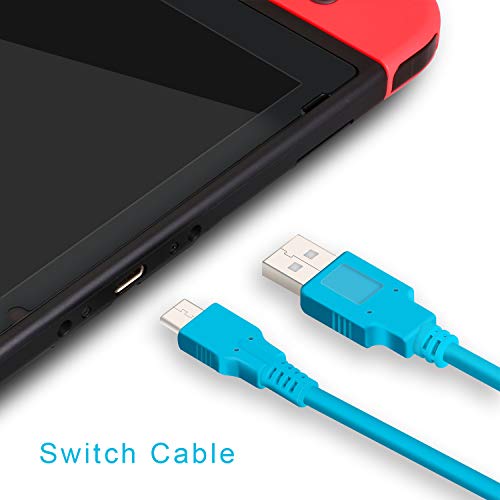 ECHZOVE Charger Compatible with Nintendo Switch, Charging Cable Compatible with Nintendo Switch OLED Model, Charger Cable Compatible with Nintendo Switch Pro Controllers - Blue (4.92ft) - color: Blue