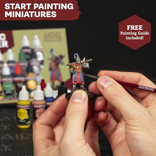 The Army Painter, Warpaints Fanatic Starter Set, 11 x 18 ml | Incl. Metallics, Wash, Brush-On Primer, 1 Figures 28mm & 1 Brush - Acrylic Paint Set, For Dnd & Warhammer 40K Miniatures