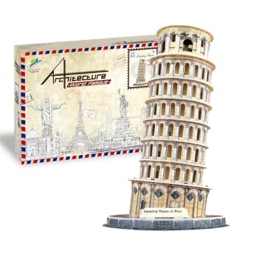 Architecture World Famous of 3D Puzzle.Build Your Own Collection of 17 Global Landmarks (Notre Dame, Colosseum) - Educational DIY Model Kit for Kids & Adults. (Leaning Tower of Pisa) - color: Leaning Tower of Pisa