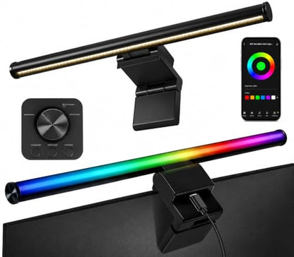 Monitor Light Bar, 17" Smart Screen Light with RGB Backlight & App Control | Stepless Dimming & Anti-Glare Desk Lamp, Wireless Smart Lighting for Home, Office & Gaming Setups, Ultimate Comfort Boosted