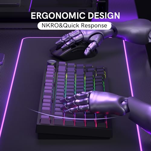COSTOM WK75 75% Wireless Gaming Mechanical Keyboard Gasket Structure | BT5.0/2.4GHz/USB-C, Hot Swappable Pre-lubed Custom Linear Switches, RGB Backlit Keyboard for PC/Laptop/Xbox/PS4/PS5 (Purple) - color: Purple