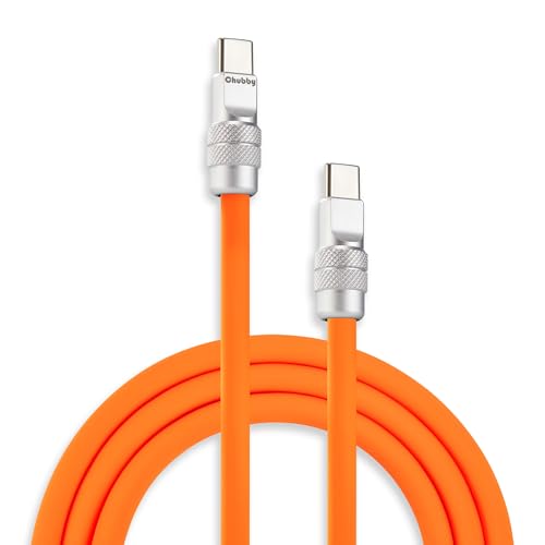 chubbycable Chubby 2.0 USB C 240W Fast Charging Cable Silicone Soft Durable USB C Cable Extra Thick Charger Cord Compatible with iPhone 17-15 Series iPad, Orange, Type-C to Type-C, 3.3FT - color: Orange, size: 3.3ft (1m), style: Type C-Type C