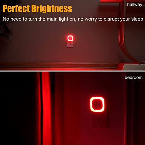 2 Pack Red Night Light Plug into Wall, Dim Glow for Sleep, Eye-Care | Dimmable Reflected Light, Dusk to Dawn Sensor, Plug-in LED Nightlight for Adults, Kids, Nursery, Bedroom, Bathroom, Toilet - color: Red