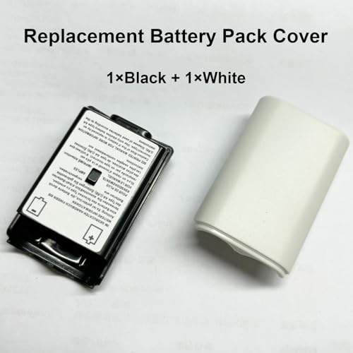 2 Pcs Battery Cover Case for Xbox 360 Wireless Controller,Battery Pack Cover Shell Case Replacement Repair Part Compatible for Xbox 360(1×Black, 1×White) - color: 1Black + 1White