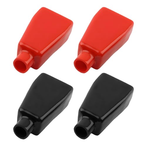 Yourkar 4 PCS Battery Terminal Covers, Soft PVC Insulating Flexible Battery Terminal Stud Caps, Anti-Flaming Positive & Negative Cable Battery Terminal Protector, Car Accessories - color: 4pcs