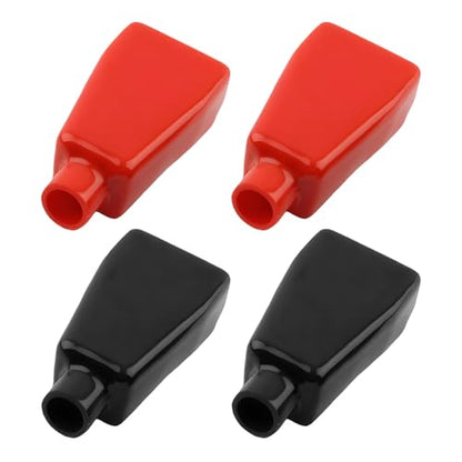 Yourkar 4 PCS Battery Terminal Covers, Soft PVC Insulating Flexible Battery Terminal Stud Caps, Anti-Flaming Positive & Negative Cable Battery Terminal Protector, Car Accessories - color: 4pcs
