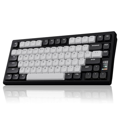 OOCTPK Mechanical Keyboard, Chilkey ND75 LP Wireless Gaming Keyboard with LCD Screen, Bluetooth 5.3/2.4G/USB-C, Hot Swappable Per-Key RGB Custom, Thin Front, Wrist Rest, Full-Aluminum, PC/Mac Support - color: Black