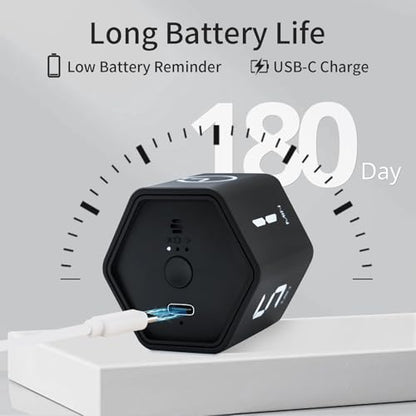 Productivity Timer Flip Gravity Sensor Cube Timer Countdown & Countup,Mute & Vibrate & Sound，5/10/30/60min & Custom Timing, Perfect for ADHD,Work,Learning,Kitchen Cooking (2, White +Black Hexagon) - color: White+black Hexagon
