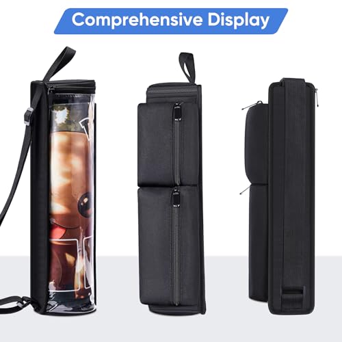 Playmat Tube Fits 14'' or 15'' 1 pcs Playmats, Playmat Case Compatible with TCG/MTG Playmats, Playmat Storage Bag Equipped with SeeThrough Window, 2 Zipper Pockets and Adjustable Shoulder Strap