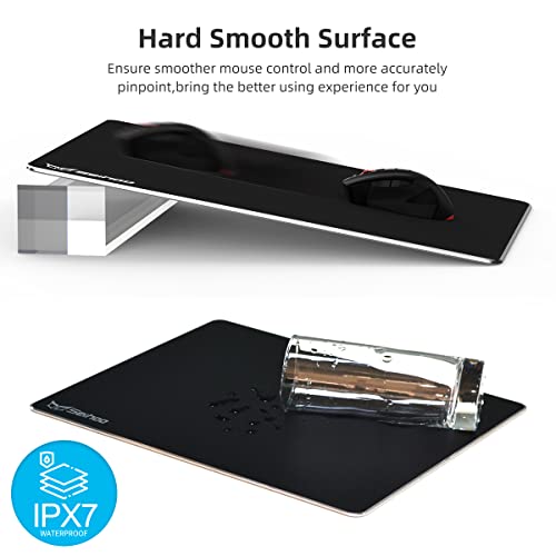 Metal Aluminum Mouse Pad Premium Hard Double Side Waterproof Ultra Smooth Office Supplies Blap Mousepad Fast and Accurate Control for Office and Game Laptop (Black, 11.81X9.45in) - color: Metal Aluminum-Black, size: 11.81x9.45in