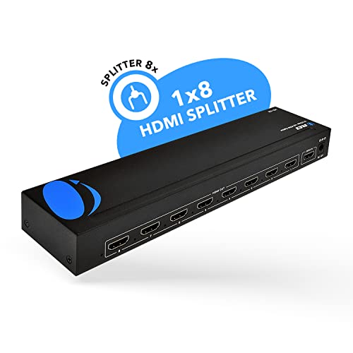 OREI 1080p 1x8 HDMI Splitter, 1 Port to 8 HDMI Display Duplicate/Mirror - Powered Splitter Ver 1.3 Certified for Full HD 1080P High-Resolution 3D Support (One Input to Eight Outputs) (Pack of 2) - size: 1x8 (Pack of 2)