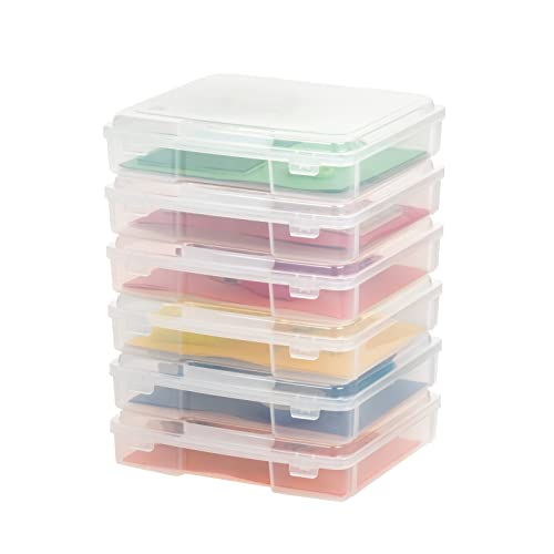 IRIS USA Board Game Storage |Made in USA| Thick Craft Case (6-Pack) - Clear | Fits 8.5" x 11" & A4 Paper, Organizers with Built-In Handle & Snap-Tight Lids, Containers for Puzzles, Art & Scrapbooking - size: 6 Pack