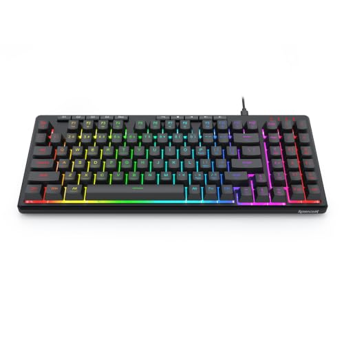 Redragon K517 Pro Wired Gaming Keyboard, RGB Backlit, Mechanical Feel 94 Keys Computer Keyboard with 4 Macro Keys, Number Pad, Anti-Ghosting, 4000mAh Battery for Win/MAC, PS4/5, Xbox - color: Black-D