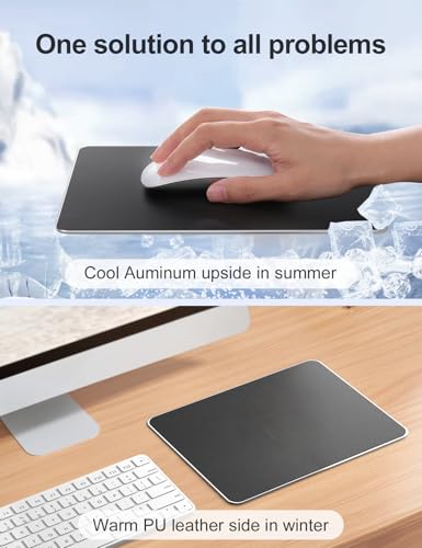 Vaydeer Hard Metal Aluminum Mouse Pad Clear Modern Smooth Magic Ultra Thin Double Side Design Mouse Mat Waterproof Fast and Accurate Control Compatible for Gaming and Office, Silver, 9.05X7.08 Inch - color: Silver, size: 9.1L x 7.1W inches