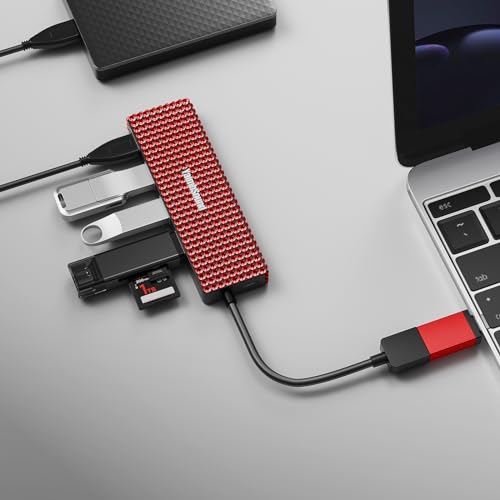 USB Splitter for Laptop, Laptop USB Port Expander, USB Hub Adapter Red | Laptop USB Port Expander, USB Hub Adapter for PC, MacBook Pro, Mac Air, Surface, Flash Drive, SSD, Gaming - size: Red A+C to 4 USB