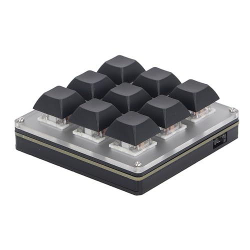 Gugxiom Mini 9 Key Macro Keyboard, One Handed Mechanical Gaming Keyboard, Triple Mode USB C 2.4G BT 5.1 Programmable Keypad