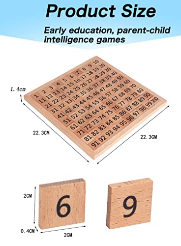 umbresen Wooden Toys Hundred Board Montessori 1-100 Consecutive Numbers Early Childhood Toys Digital Board for Kids with Storage Bag