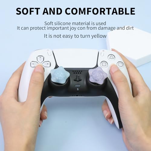 Glitter Star Switch 2 Joycon Thumb Grips Caps, 4 PCS Cute Kawaii 3D Silicone Analog Thumbstick Button Cover for PS5/PS4, Xbox Series X/S, Xbox One, Switch PRO Controller Joystick Caps - color: Multicolor Star for NS2