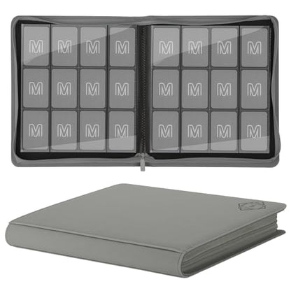 Premium Card Binder 12 Pocket for 720 Pockets Trading Card Binder, PU Zipper Card Collection Album, Sturdy Side-Loading Card Book Holder for MTG, TCG, Game Cards, Sports Cards - color: 12 Deep gray