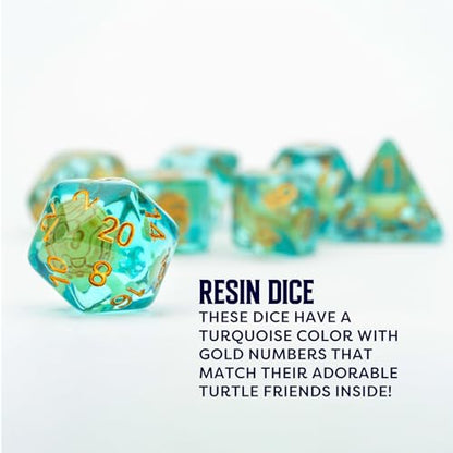 FanRoll 16mm Resin Poly DND Dice Set: Turtle Dice, Role Playing Game Dice for Dungeons and Dragons