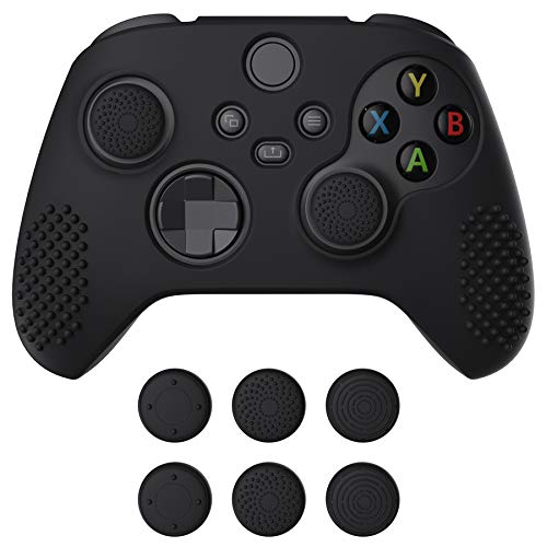 eXtremeRate PlayVital Black 3D Studded Edition Anti-Slip Silicone Cover Skin for Xbox Series X/S Controller, Soft Rubber Case Protector for Xbox Core Wireless Controller with 6 Black Thumb Grip Caps - color: Black